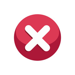Red Circle with a White X Icon Signifies Rejection