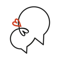 Message bubble with heart. Happy Valentine's day, simple love symbol, icon collection.