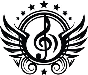 Musical elements icon or logo vector illustration, musical elements style silhouette vector, musical elements line art vector