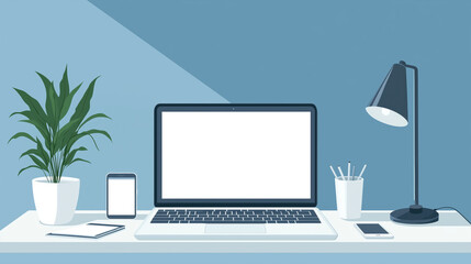 Minimalist workspace with laptop.