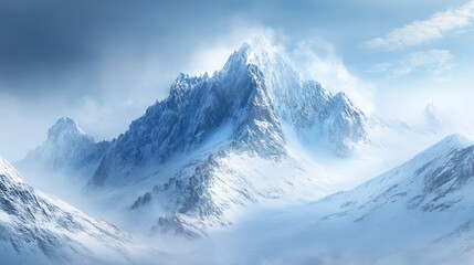 Obraz premium Majestic snow covered mountains and the sky above them