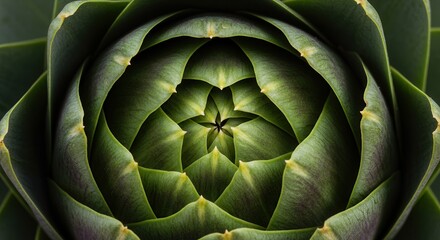 Artichoke Heart Close-up Showing Nature's Geometric Patterns and Green Color