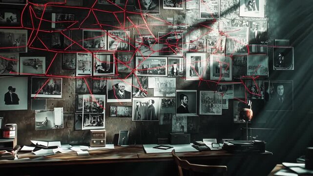 detective's office, investigator, investigation, victims and threads of events