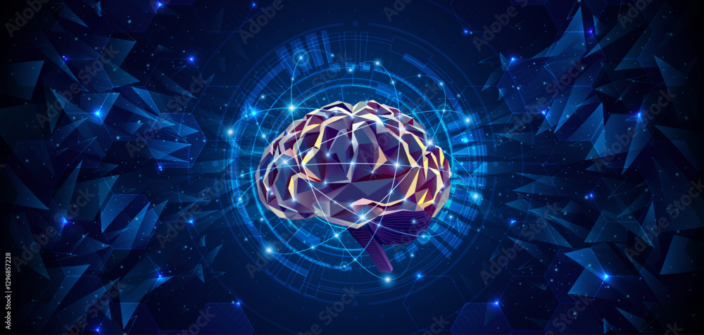 Leinwandbilder Artificial neural network or artificial intelligence brain. Digital brain science for future learning. modern technology innovation concept background	