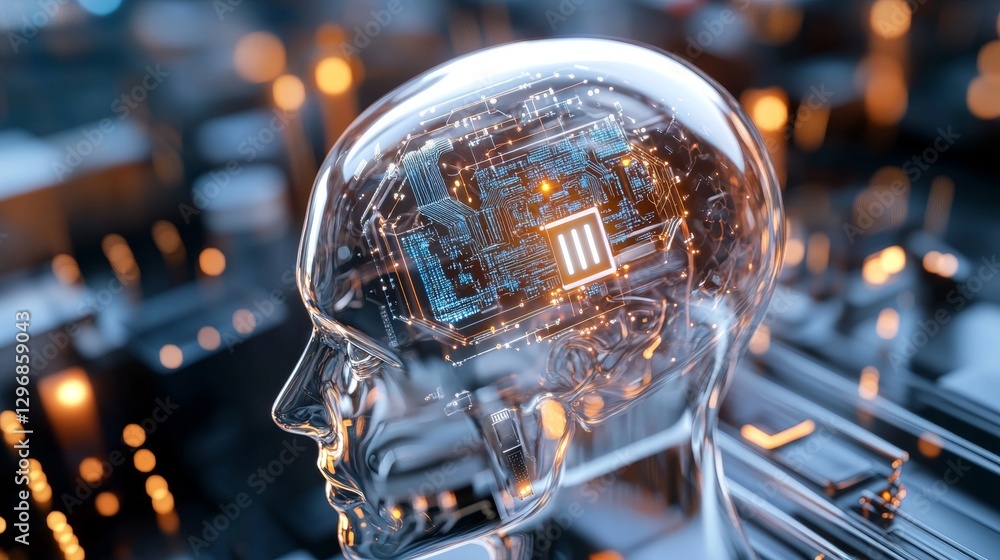 Poster exploring the intersection of technology and humanity a futuristic perspective on ai development in 