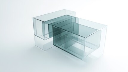 Abstract glass geometric shapes on white background. Possible use Modern design, architecture