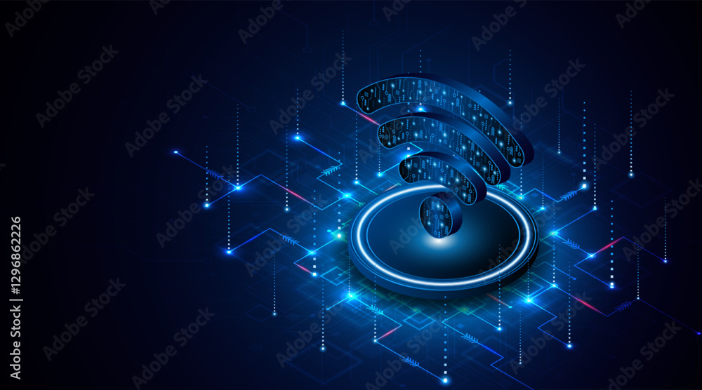 Aufkleber Abstract wifi symbol. Concept of communication technology, internet signal or wireless connection.	