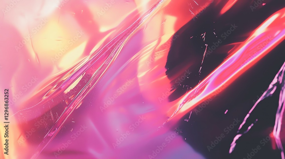 Poster vibrant abstract art with flowing colors and dynamic shapes creating a surreal atmosphere.