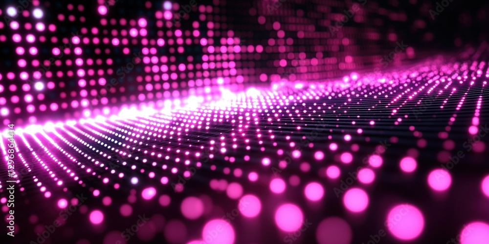 Poster Colorful digital dots create a vibrant pattern in a dynamic abstract display