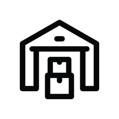 warehouse line icon. Clean and minimalist vector icon for websites, mobile apps, presentations, and logos. Fully scalable and customizable for any project.