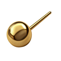 Gold brass push pin, clipart on a transparent background, PNG