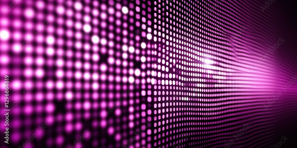 Poster vibrant pink digital display with luminous dots creating a mesmerizing pattern of light