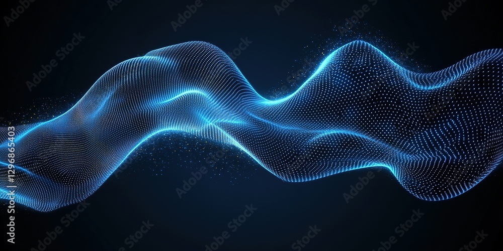 Poster colorful digital wave pattern flowing smoothly in dark background creating a sense of movement and d