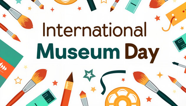 International Museum Day celebration with colorful art supplies