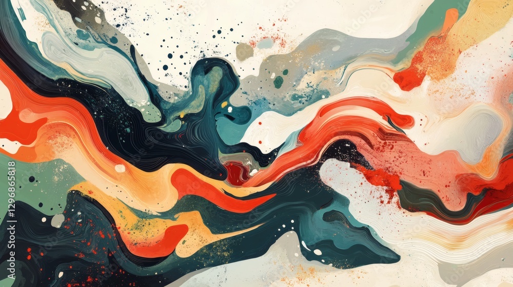 Canvas Prints colorful abstract painting featuring swirling and flowing forms of various hues