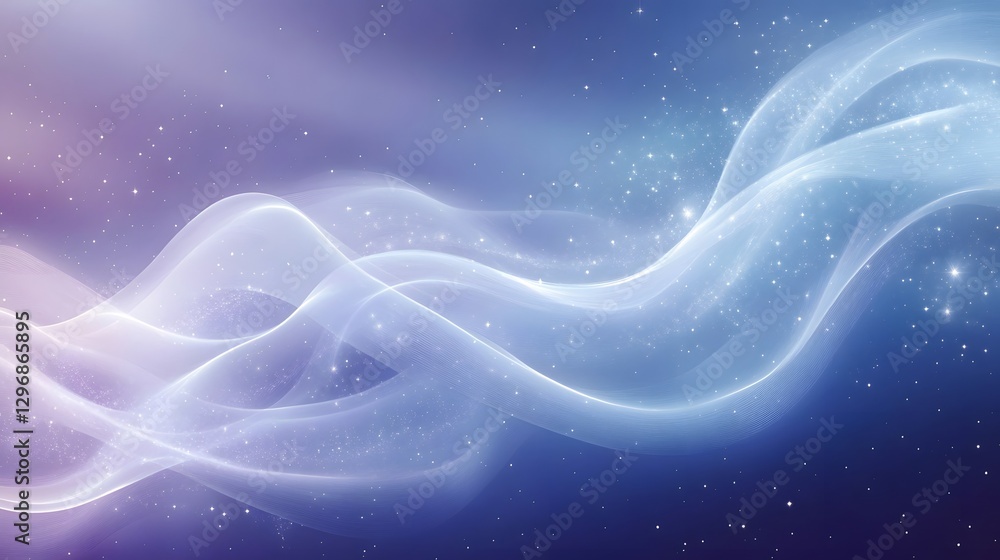 Sticker wavy flowing ethereal light streams against a starry background display