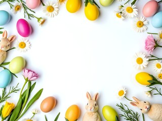 Colorful easter decoration with eggs and bunnies