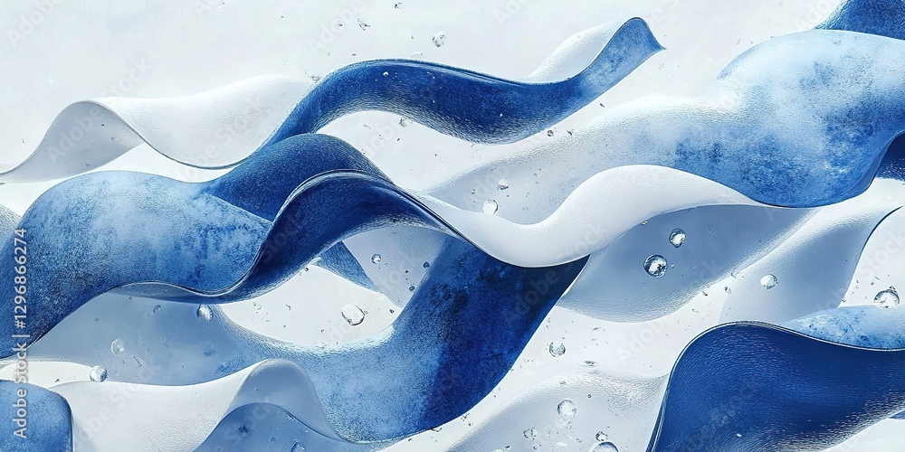 Aufkleber fluid blue and white ribbons intertwined in an artistic display creating captivating waves of motion