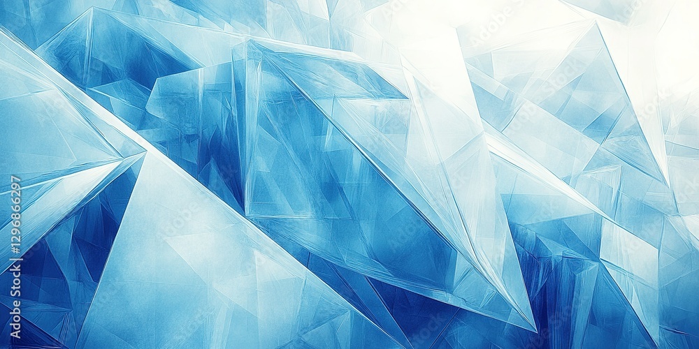 Poster ice formations create a stunning display of blue hues and sharp angles in a cold environment