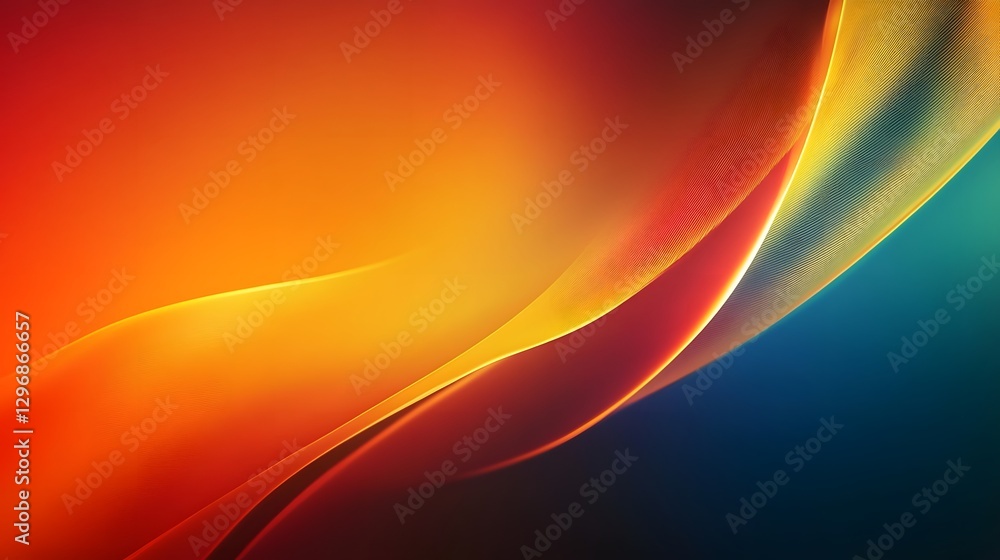 Sticker abstract composition displaying curved gradients of various vibrant warm colors