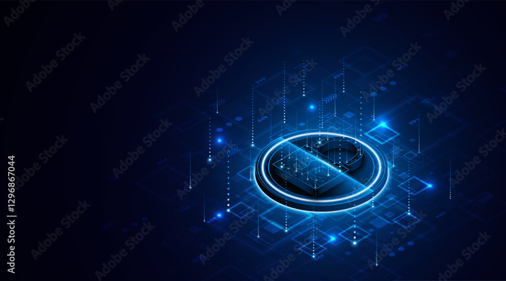 Poster Lock icon. Cyber ​​security and data protection concepts and privacy. Innovative concept of advanced safety technology	