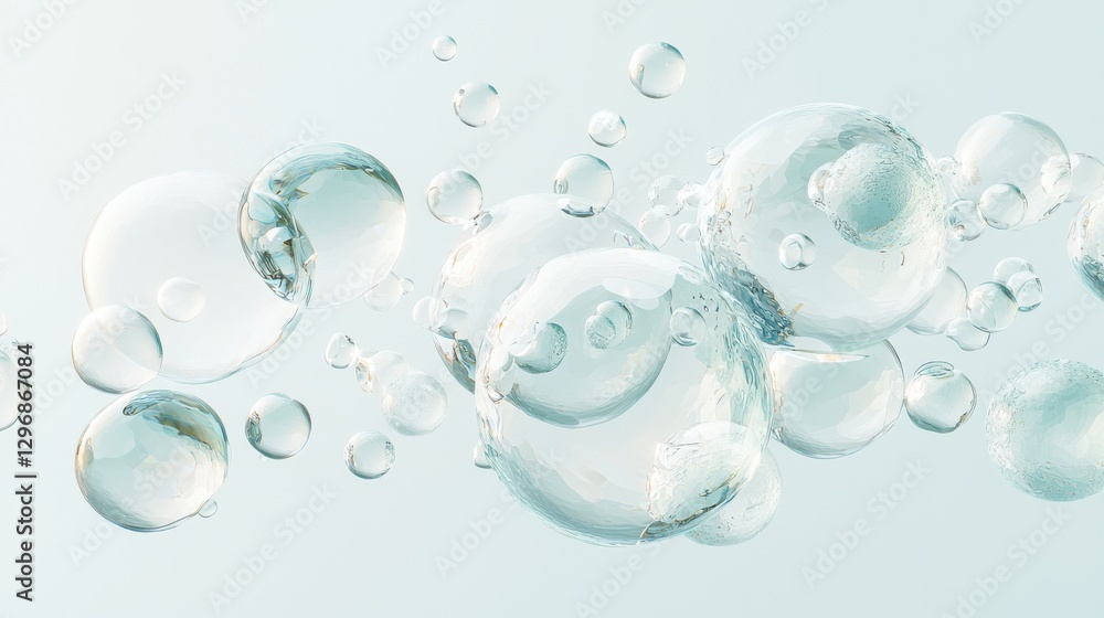 Poster bubbles floating in clear water abstract concept minimalist design tranquil environment close-up vie