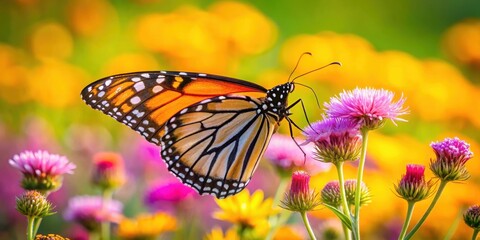 Naklejka premium Vibrant Butterfly Perched on a Wildflower, insects, petal, insects, petal,Butterflies