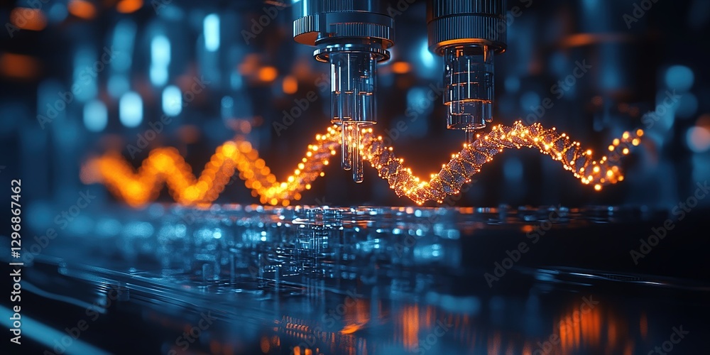 Poster advanced technology constructs intricate patterns with precision in a modern laboratory setting