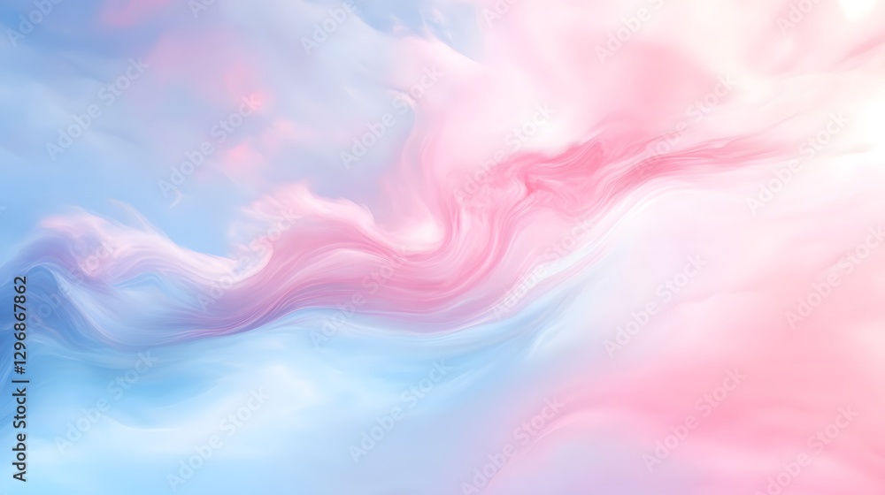 Sticker pastel blue and pink ethereal clouds create flowing wispy patterns