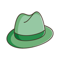Green Fedora Hat Icon Illustration, A simple and vibrant green fedora hat illustration, perfect for fashion, style, and accessory-themed designs.

