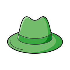 Green Fedora Hat Icon Illustration, A simple and vibrant green fedora hat illustration, perfect for fashion, style, and accessory-themed designs.
