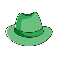 Green Fedora Hat Icon Illustration, A simple and vibrant green fedora hat illustration, perfect for fashion, style, and accessory-themed designs.
