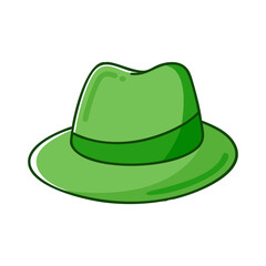 Green Fedora Hat Icon Illustration, A simple and vibrant green fedora hat illustration, perfect for fashion, style, and accessory-themed designs.
