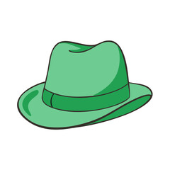 Green Fedora Hat Icon Illustration, A simple and vibrant green fedora hat illustration, perfect for fashion, style, and accessory-themed designs.
