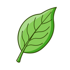 Fresh Green Leaf Icon Illustration, A bright and clean green leaf illustration, ideal for eco-friendly, nature, and sustainability-themed designs.
