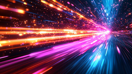 A bright light gaming background featuring neon orange and pink lines cutting through a black carbon fiber texture, creating a modern, chaotic atmosphere with a blurred empty space for captions.