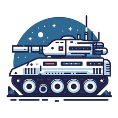 Fototapeta premium Modern warfare tank for ground attack, flat illustration, gaming asset
