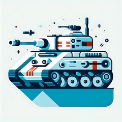 Fototapeta premium Modern warfare tank for ground attack, flat illustration, gaming asset