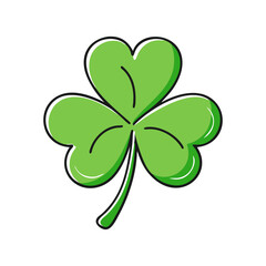 Three-leaf clover symbol illustration, A simple and vibrant illustration of a three-leaf clover, representing good luck and nature.
