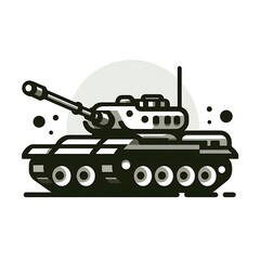 Fototapeta premium Modern warfare tank for ground attack, flat illustration, gaming asset