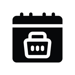 calender glyph icon. Strong and solid vector icon for websites, mobile interfaces, presentations, and visual branding. High quality and easy to edit.