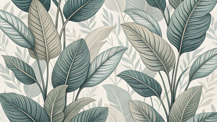 Gray calathea lutea leaf patterned background
