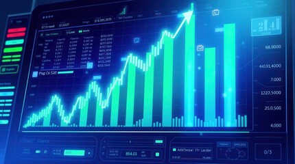 Financial growth visualization with a rising chart, symbolizing progress and positive market trends.