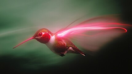 Vibrant hummingbird in motion, showcasing stunning colors and dy