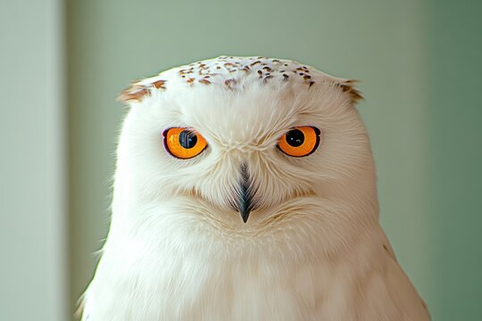 Majestic owl with striking orange eyes, showcasing unique feathe