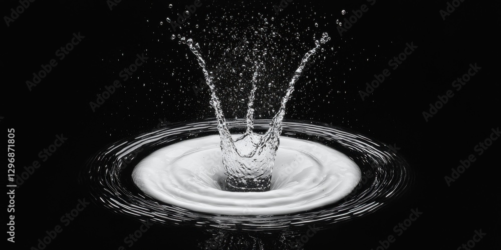 Poster water splash action in black background liquid dynamics -speed artistic environment close-up view fl