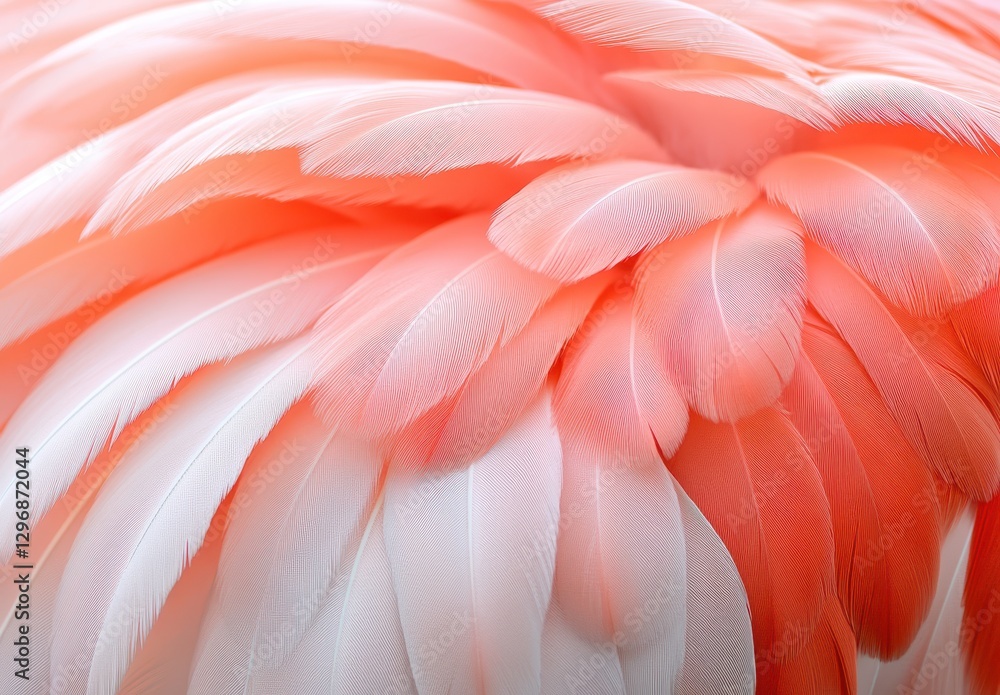 Poster close-up view of soft and delicate pink feathers showcasing natural texture and beauty in a gentle f