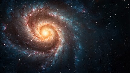 Obraz premium A stunning spiral galaxy with vibrant colors and a bright core, surrounded by countless stars in a cosmic backdrop.