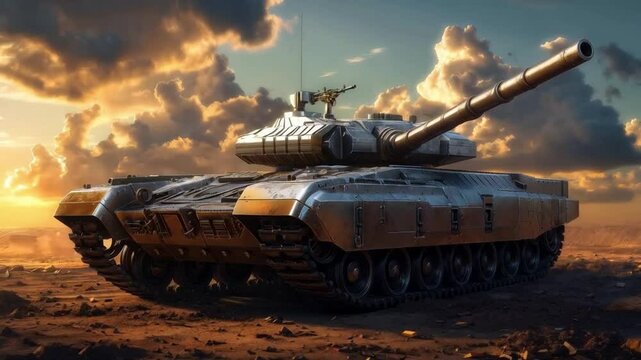 The tank rolls across the battlefield, showcasing its formidable armor and firepower in military operations.
