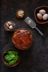 Torta Pasqualina - traditional homemade Italian, Argentinian Easter savory spinach and ricotta tart with eggs